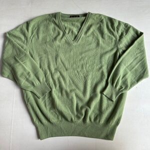 Loro Piana Green V Neck Cashmere Sweater